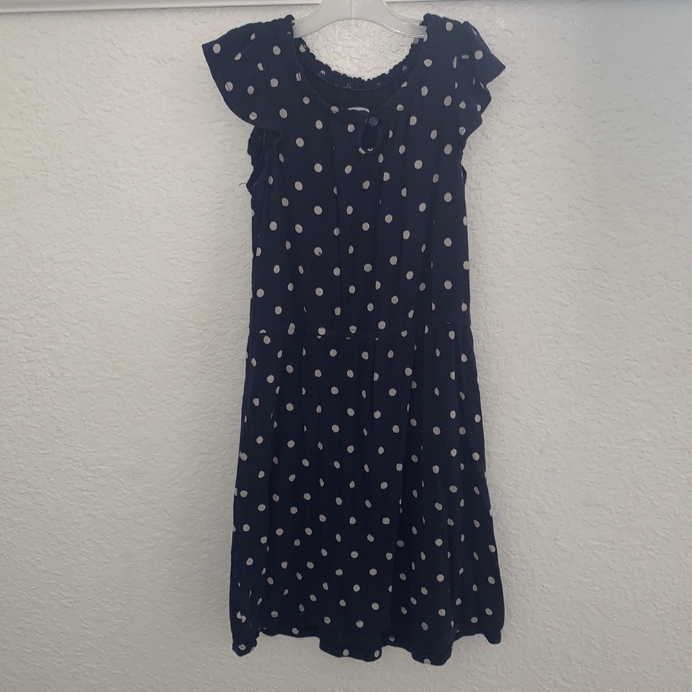 Navy polka dot girls dress
